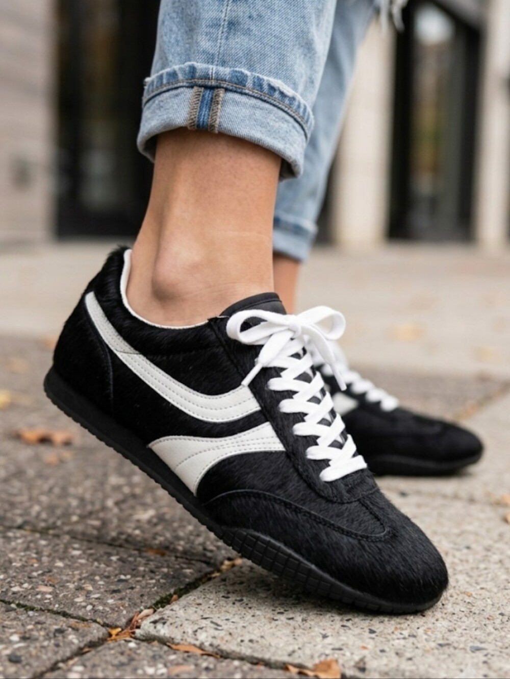 Steve Madden Dobson Black Calf Hair Sneakers Size 7